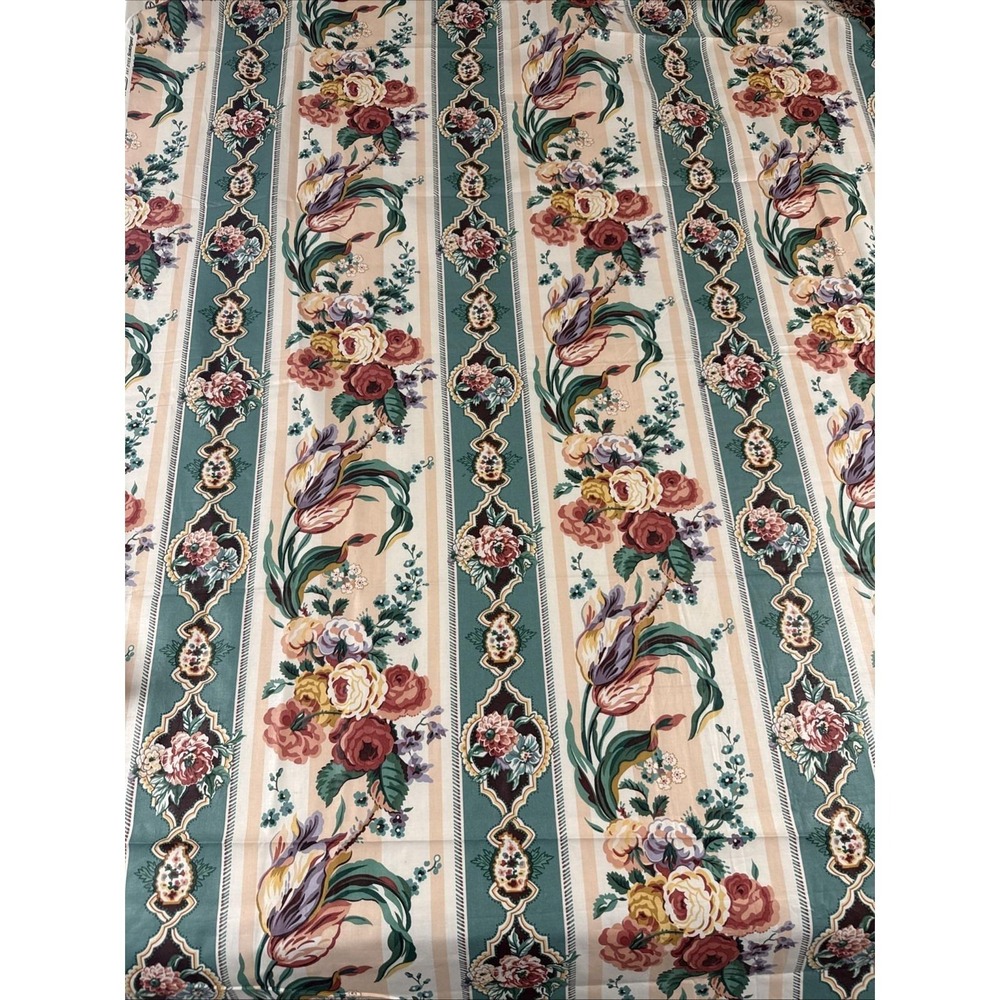 Vtg Waverly Fabric 100% Cotton Brigitte‎ Wallpaper Victorian Floral Rose Tulip